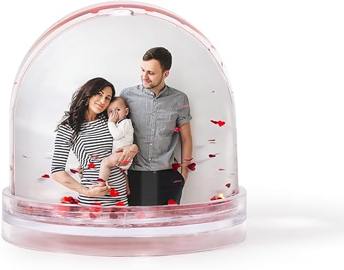 Smartphoto Boule à Neige personnalisée - avec de Paillettes de cœurs Brillants - Cadeaux pour la fête des pères, des mères, la Saint-Valentin, Noël et Les Anniversaires - 9,1x7.5cm - Nail Gallerys