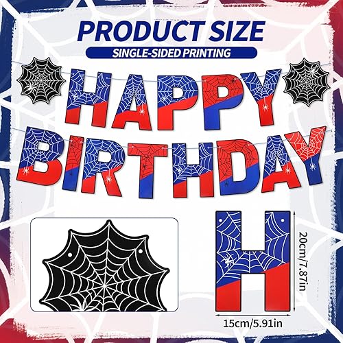 SAVITA Bannière Anniversaire sur Thème Araignée, Guirlande Joyeux Anniversaire Rouge et Bleue avec Ruban et Enfileur pour Toile de Fond de Fête Suspendue à Faire Soi-Même - Nail Gallerys