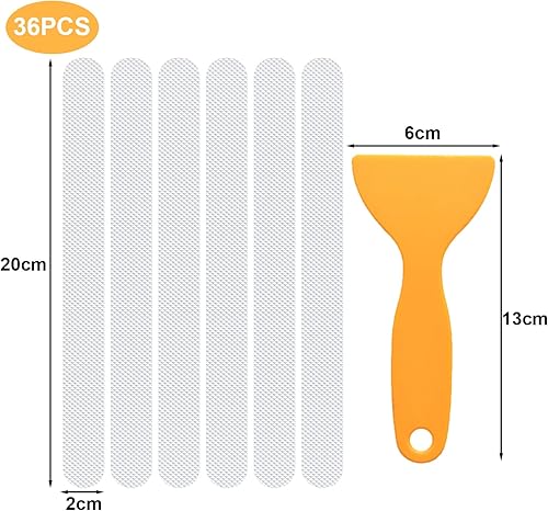 JOOTUEPO 36 Pièces Autocollants Antidérapants, Bandes de Baignoire de Sécurité Autocollants Adhésifs avec Grattoir de Qualité Supérieure pour Baignoires Douches Marches d’escalier - Nail Gallerys