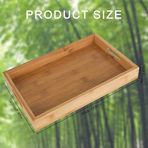 YYTECH Plateau de Service en Bambou avec Poignées,Plateau Bois Plateau de Service Plateau de Petit-déjeuner,Plateau en Bambou pour Petit-déjeuner, thé, Table Basse, Cuisine décoration(30x20x4 cm) - Nail Gallerys