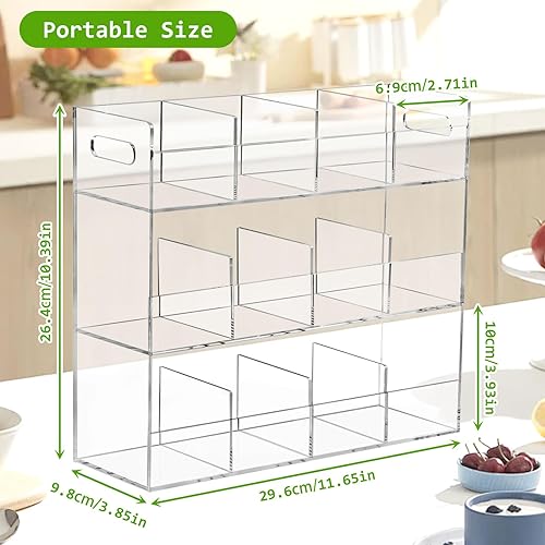 Boîte à Thé, Boîte Rangement Thé avec 12 Compartiments Organisateur Vertical de Sachets de Thé Pouvant Contenir 216 pour Sachets de Thé, Sucre, Capsules de Café (29.6 * 9.8 * 26.4cm) - Nail Gallerys