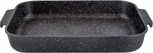 Scoville NEVERSTICK Plat à rôtir anti-adhésif de 32 cm pour fours domestiques, 32 cm x 26 cm, poignées intégrées, plaque de cuisson profonde, passe au lave-vaisselle, sans PFOA, aluminium, noir - Nail Gallerys