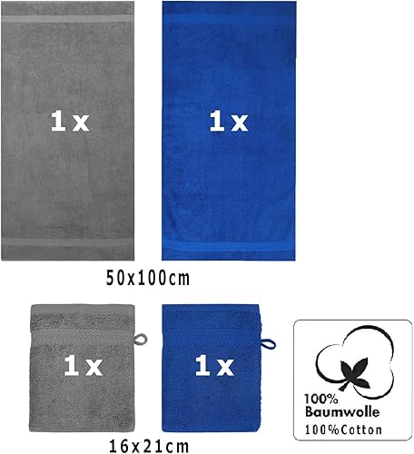 Betz Lot de 4 Serviettes Happy Pack 100% Coton 2 Serviettes de Toilette 2 Gants de Toilette Gris Anthracite - Violet - Nail Gallerys