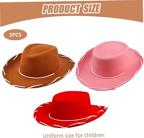 Heidouse Chapeau de cowboy pour enfants 3pcs 3 couleur moyenne de taille moyenne non tissée en tissu en bas âge - Nail Gallerys