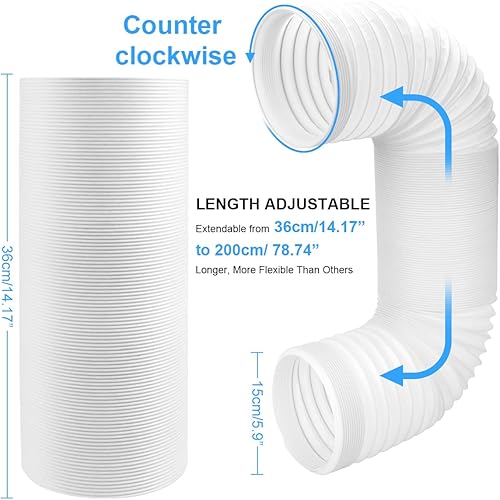 YIDOUJIN Tuyau de Climatiseur Portable 150mm de Diamètre 200cm de Longueur, Tuyau Climatiseur Mobile Filetage Anti-horaire, Tuyau D'évacuation D'air pour Climatisation Déshumidificateur Extracteur - Nail Gallerys