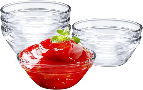 ICEBLUEOR Lot de 6 mini bols en verre pour sauces, confiture, chutney, noix, dessert, crème glacée, service de condiments - Verre transparent - Nail Gallerys