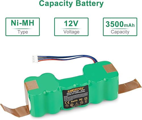 Shentec 12V 3500mAh Ni-MH Batterie Compatible avec Ecovacs Deebot 900 700 600 M88 DE33 DE35 DE35G DE53 DE55 DE55 - Nail Gallerys