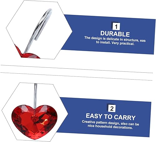 BUGUUYO 12 Pièces Love Heart Hook Rideau De Rideaux Crochets De Coeur Acrylique - Nail Gallerys