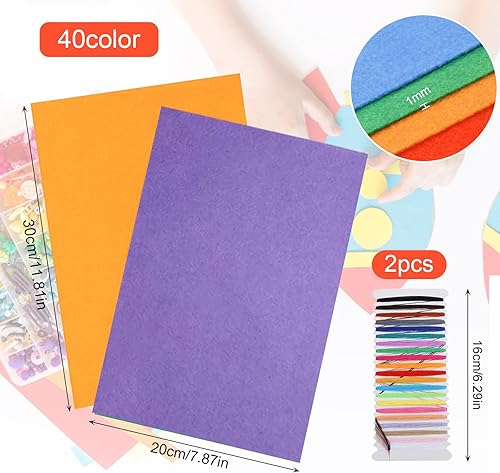 Houdao Feutrine Loisir Creatif 40 Différents Couleurs Feuille Feutrine 20 x 30cm Tissu en Feutre pour DIY Couture Décorations de Noël - Nail Gallerys