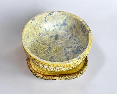 Ajuny Bol en stéatite avec motif floral fait à la main pour décoration de table de cuisine 12,7 cm - Nail Gallerys