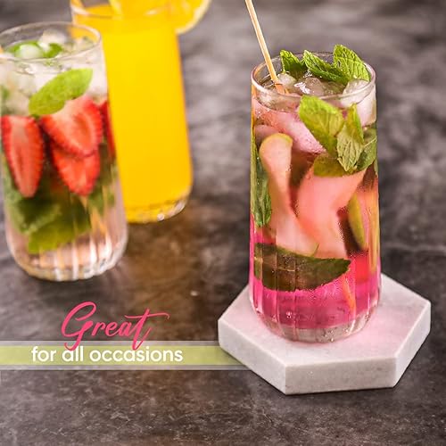 Lot de Verres Côtelés Vintage de 6, 12oz/360cc. Verre Cocktail, Verre a Eau, Verres Ondulés pour les Boissons, les Jus, la Limonade, La Tasse à Café Glacé, les Grands Verres Côtelés Highball - Nail Gallerys