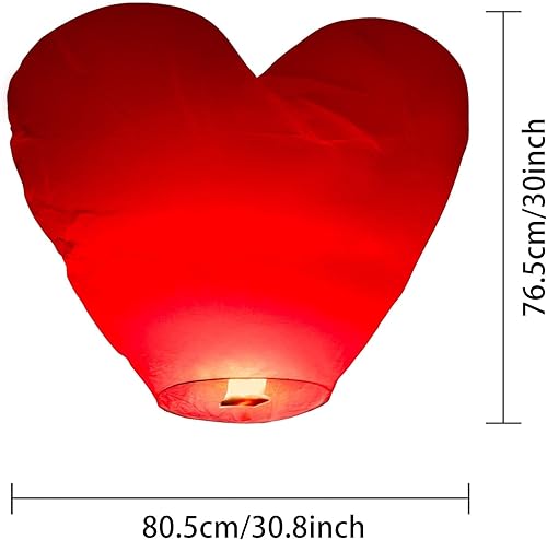 VAIIEYO Lot de 10 Lanternes Chinoises Volantes en Forme de Cœur Rouge, lanternes géantes en forme de cœur rouge, pour Noël, Nouvel An, fêtes de souhaits et mariages - Nail Gallerys