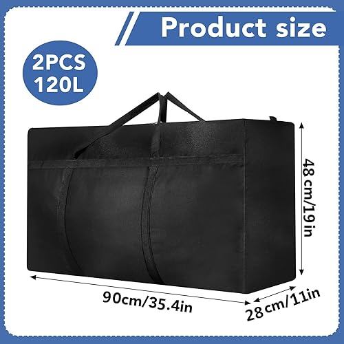 Lot de 2 grands sacs de rangement de 120 L, sacs de rangement extra larges avec fermetures éclair pour déménagement, vêtements, literie, couettes, couvertures, sacs de rangement, sacs de déménagement, - Nail Gallerys