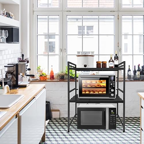 YARDIN Support pour micro-ondes - Support pour micro-ondes - Étagère extensible pour la cuisine - Cadre en métal pour la cuisine - Noir - Nail Gallerys