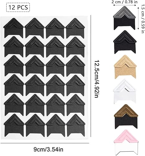 ZJYY 12 Pièces Photos Adhésif Coins, Coin Photo Adhesif Coins De Photos, Coins Photo Autocollants Autocollants, 6 Couleurs pour Album De Bricolage Album Journal Journal De Voyage Livre De Mémoire - Nail Gallerys