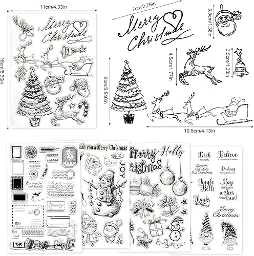 Kit de Tampons de Noël Allemand - 5 Feuilles en Silicone Avec Bloc Acrylique pour Bricolage, Scrapbooking, Cartes et Cadeaux d'Hiver - Nail Gallerys
