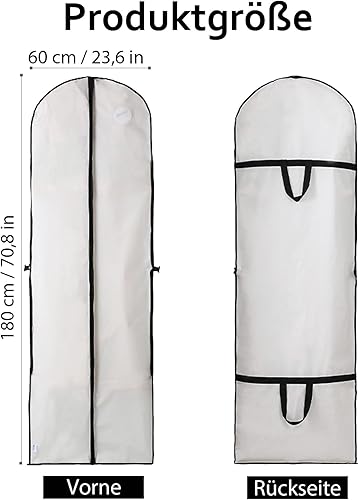 Housse de Robe de Mariée, 60 x 180 cm Housse Vetements à Suspendre,Robe Protection Rangement pour Robes de Soirée, Robes de Mariée, Manteaux - Nail Gallerys