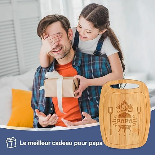 AUROAY Cadeau Papa, Planche à Découper en Bamboo Épaisse, Planche Découper Gravée Unique pour Cadeau Anniversaire Papa, Fête des Pères, Cadeau Noël - Nail Gallerys