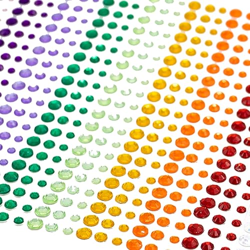 Lot de 900 strass autocollants colorés de 3 mm, 4 mm, 5 mm pour loisirs créatifs, décoration - Nail Gallerys