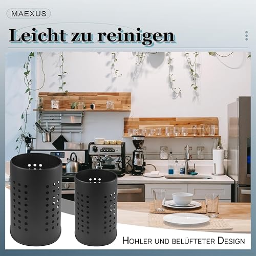 MAEXUS Lot de 2 porte-ustensiles de cuisine en acier inoxydable - Organiseur élégant pour plan de travail - Nail Gallerys