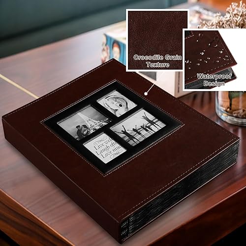 Ywlake Album Photo 1000 Pochettes 10x15cm Photos Grand Format Famille Mariage Classique Couverture en Cuir (100 Feuilles, 200 pages, Brun) - Nail Gallerys
