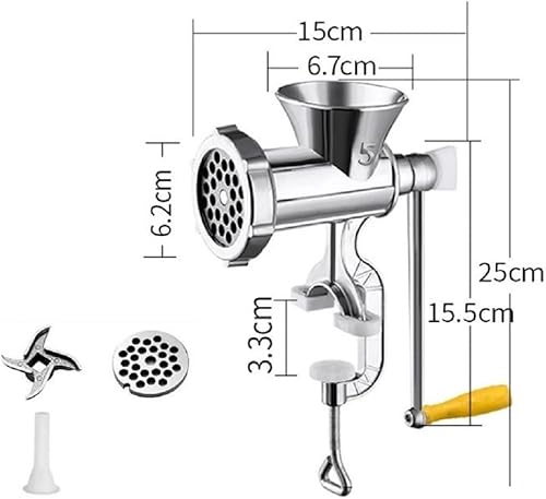 Hachoir Manuel, Hachoir à Viande Manuel en Acier Inoxydable et Machine à Saucisses avec 1 Tête de Couteau, Assiette à Viande et Tube à Lavement, Hachoir à Viande pour la Viande et les Légumes (Grand) - Nail Gallerys