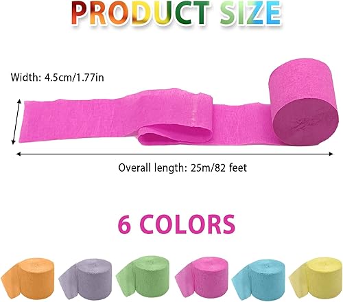 XQMMGO Lot de 6 rouleaux de papier crépon multicolore pour décoration de fête et célébration, décoration d'anniversaire - Nail Gallerys
