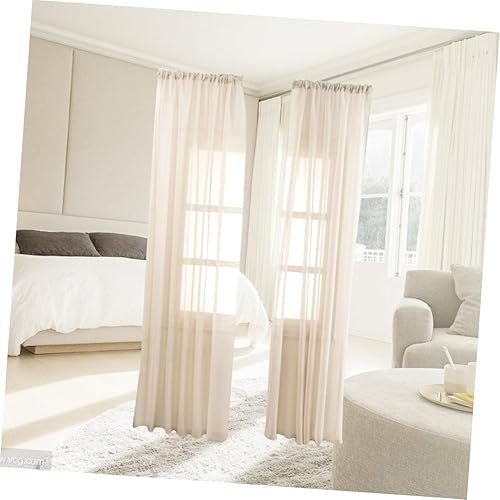 Cabilock Rideaux Transparents en Coton Et Lin 100 X 200 Cm Filtre La Lumière Beige - Nail Gallerys