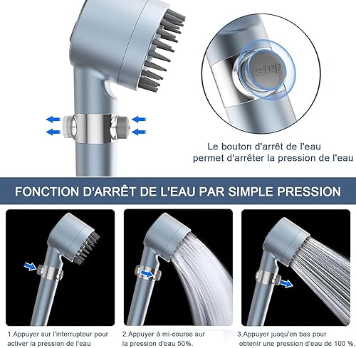 Pommeau de Douche Haute Pression, Pommeau de Douche Filtre Anti-Calcaire à Cartouche Remplaçable,Pommeau Douche - Nail Gallerys