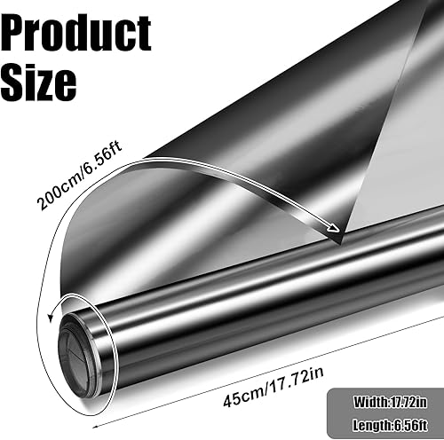 PEOVLVN Film isolant en verre pour fenêtre - Film de protection solaire UV - Protection contre la chaleur - 45 x 200 cm - Autocollant - Film miroir - Film brise-vue pour fenêtre - Protection UV - Pour - Nail Gallerys