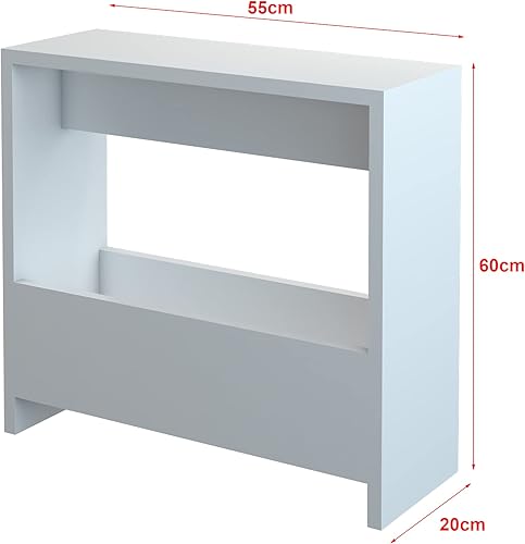 [en.casa] Table d'Appoint Rectangulaire pour Salon Chambre Table de Chevet avec Porte-Revues Panneau de Particules 60 x 55 x 20 cm Blanc - Nail Gallerys