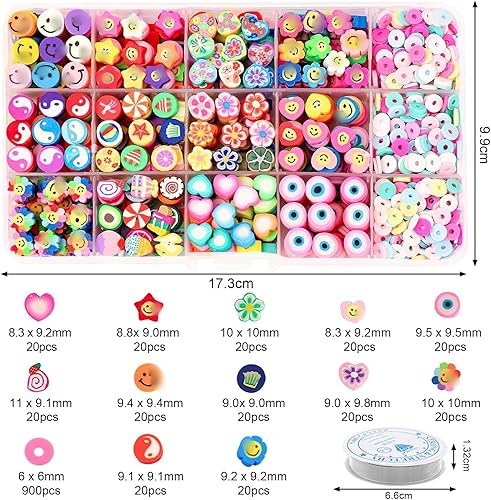 1140pcs Perles pour Bracelet Perles pour Bracelet Perles Lettres pour Bijoux Fruits Colorés Animaux Fleurs Fabrication de Bijoux pour Bracelets Perles Beads pour Collier Adultes Enfant - Nail Gallerys