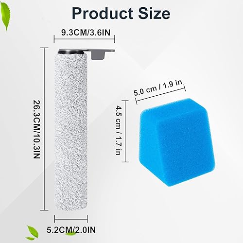 Jegehoyo Rouleau de brosse de rechange et Filtres en Coton pour JONR ED12 Pro Aspirateur Laveur sans Fil, 2 rouleaux de brosse, 3 Filtres en coton, 1 brosse de nettoyage - Nail Gallerys