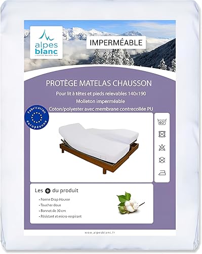 Protège Matelas Imperméable Tête&Pieds Relevables/Protection Matelas Forme Drap Housse 2x80x200pour lit électrique TPR articulé/Protège Matelas spécial lit articulé (2_x_80_x_200) - Nail Gallerys