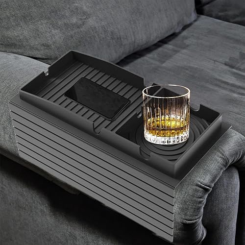 Porte-Gobelets pour Canapé,Plateau Antidérapant pour Accoudoir - Organisateur en Silicone avec Compartiment Télécommande - Salon, Chambre, Voiture, Extérieur, Plage, Pique-Nique et - Nail Gallerys