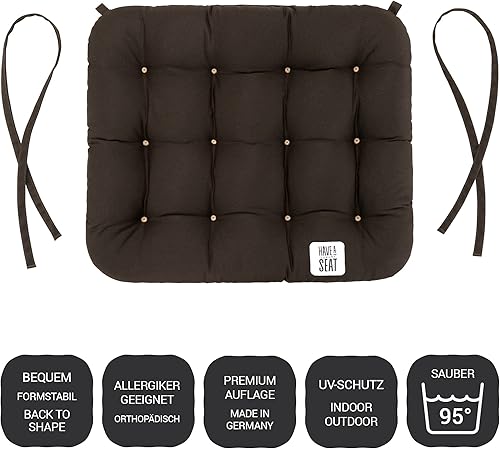 HAVE A SEAT Luxury - Lot de 2 coussins d'assise confortables pour chaises pliantes - Lavable jusqu'à 95 °C - Passe au sèche-linge - Fabriqué en Allemagne (40 x 35 cm - Gris/anthracite) - Nail Gallerys