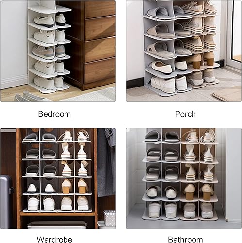 Souarts Étagère à chaussures DIY étroite/large, pour bottes, chaussures, pantoufles, étagère à chaussures, organisateur pour armoire, couloir, chambre à coucher, entrée, chambre à coucher (gris, 24 x - Nail Gallerys