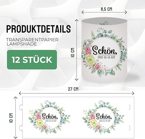 Lot de 12 photophores décoratifs pour anniversaire 40 ans « Schön dass Du Da bist » - Décoration de table Happy Birthday - 40 ans - Décoration d'anniversaire - Convient pour bougies chauffe-plats - Nail Gallerys