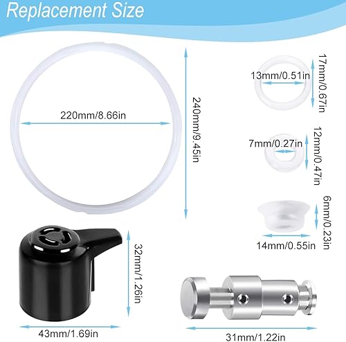 EATBALE Pièces de rechange pour Instant Pot Duo 5, 6 Quart Qt IP-DUO50 IP-DUO6 Sealing Ring Steam Release Valve Float Valve Float Valve Gaskets Bouclier anti-chocs Support de bouclier anti-bouchon - Nail Gallerys