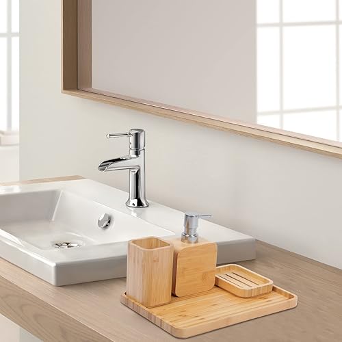 Asashizen Lot de 4 accessoires rétro faits à la main en bambou pour évier et salle de bain,Porte-savon pour douche, distributeur de savon, tasse de bain de bouche, tasse de rinçage, maison, bureau - Nail Gallerys