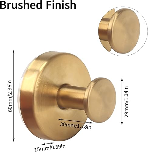 VirtuGro 4 Pièces Crochet Ventouse Salle de Bain Puissante 5KG Porte Serviette Sans Percage Réutilisable en Acier inoxydable 304 pour Cuisine les Portes en Verre le Carrelage Doré - Nail Gallerys