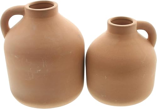 Dekoleidenschaft Lot de 2 vases en terre cuite avec anse - Vase décoratif pour fleurs séchées - Nail Gallerys