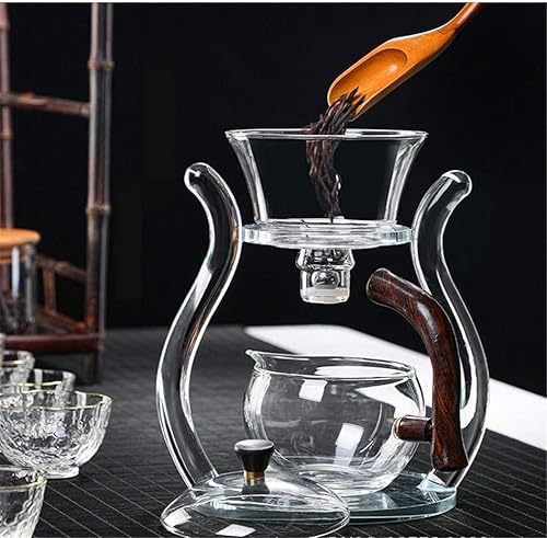 RORA Théière en verre automatique avec tasses à thé Kungfu rotatives magnétiques résistantes à la chaleur (Teapot with 6pcs cups) - Nail Gallerys