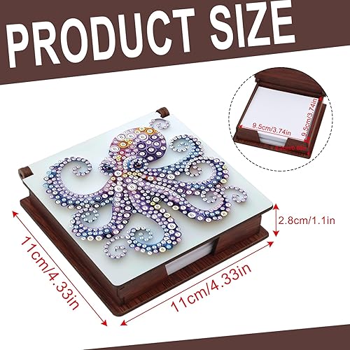 SHEGZHUC Diamond Painting - Bloc de notes - Recharge - Support en bambou - Avec 160 feuilles - Peinture diamant - Boîte à notes - Mosaïque - Cadeau - Pieuvre - Nail Gallerys