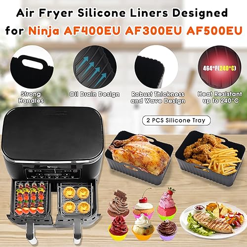 HUMTEOXI Accessoires pour Air Fryer,Accessoires de Friteuse à Air pour Ninja Foodi Dual AF300EU, AF400EU,Ninja Air Fryer Accessoires,Sans BPA,Passe au Lave-Vaisselle - Nail Gallerys