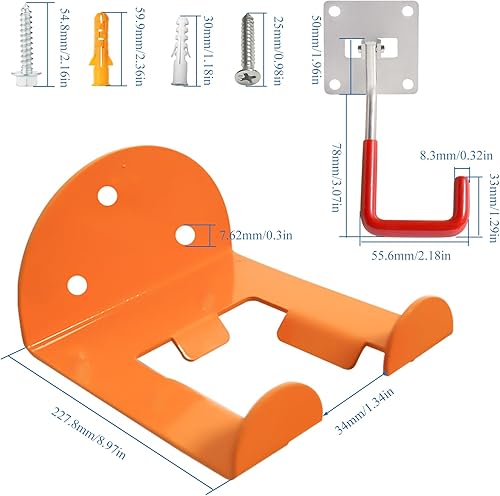AUMEL 1 Paquet de Crochets de Rangement de Garage Robustes+2 Paquets de Crochets Réglables pour Le Rangement Mural Support Outils Électriques Cintres Coupe-herbe Taille-haie Mur de Garage Tronçonneuse - Nail Gallerys