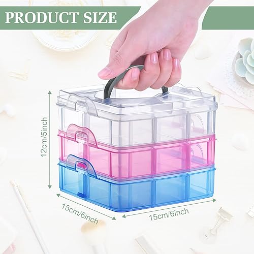 CYZBL Boite de Rangement 3 Étages Empilable en Plastique, Boite de Rangement avec 18 Compartiments Portable, Transparent Boite de Détachable Réglable Tri pour Matériel Bijoux Papeterie - Nail Gallerys