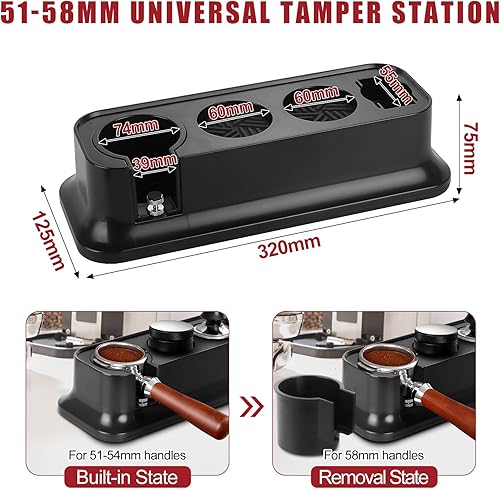 Mineup Station de bourrage de café, Espresso Tamper Station, Station de bourrage Espresso 51 à 58MM,Café Tamper Station de Bourrage de Café Réglable pour Porte-filtres,Tamper et Distributeur - Nail Gallerys