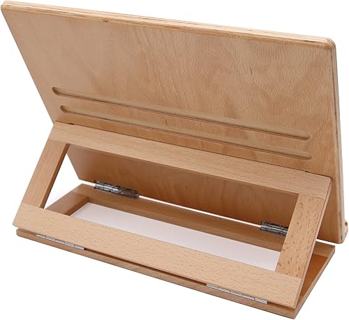 Paintersisters® Support de tablette en hêtre, support de lecture, planche à dessin, chevalet de table, support de partitions, support de pad, angle de lecture réglable - Nail Gallerys