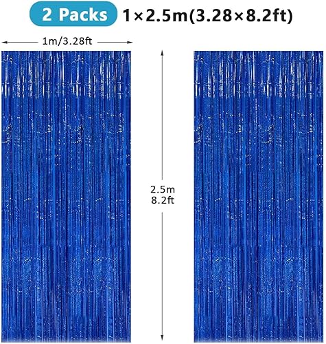 Feibmir Lot de 2 rideaux à paillettes pour fête d'anniversaire, discothèque, Nouvel An, mariage, décorations de Noël, bleu foncé - Nail Gallerys